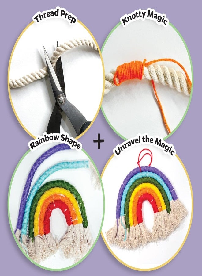 iCraft DIY Rainbow Macrame Kit for Kids & Adults - Craft & Decor, Includes Colored Cords, Glue, & Manual - Patience, Fine Motor Skills & Problem Solving - Age 8+ - Image 4